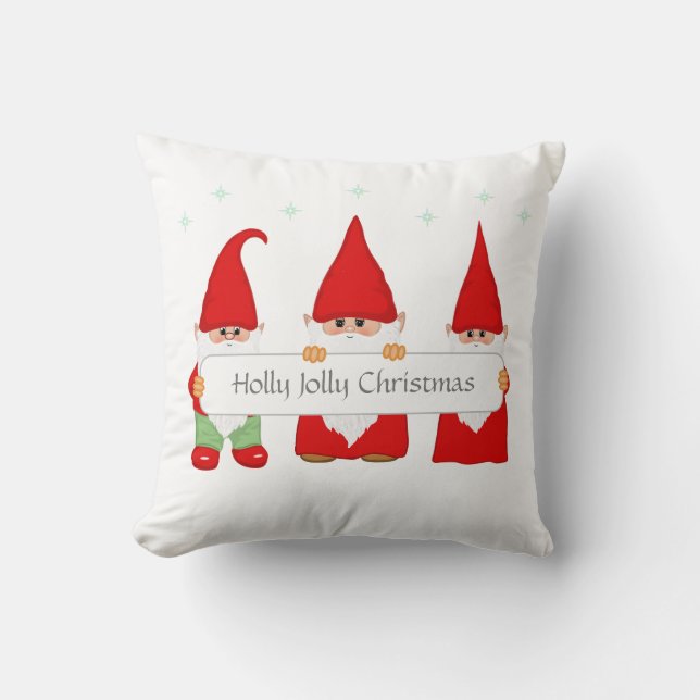 Coussin Trois Gnomes de Noël lancent l'oreiller (Recto)