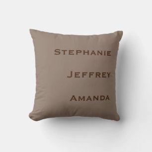 Coussin Trois noms Tan et Carré Brown