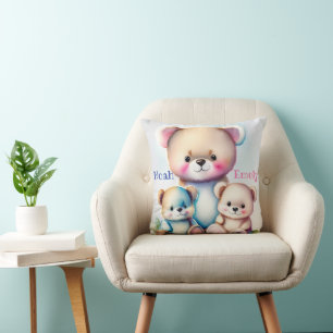 Coussin trois ours - aquarelle pour enfants
