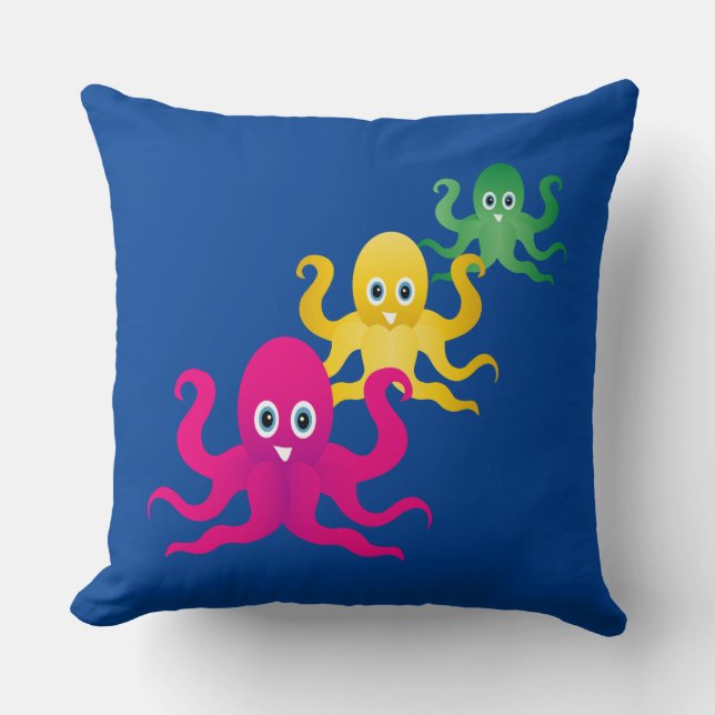 Coussin Trois pieuvres drôles (Recto)