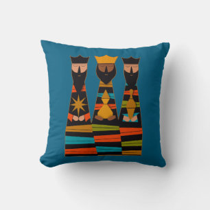Coussin Trois Sages Hommes Moderne Milieu de Siècle