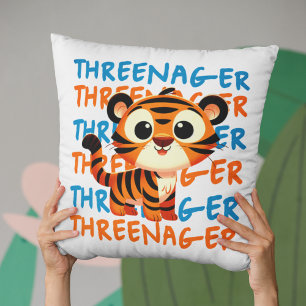 Coussin Trois Tiger Boy 3e fête d'anniversaire