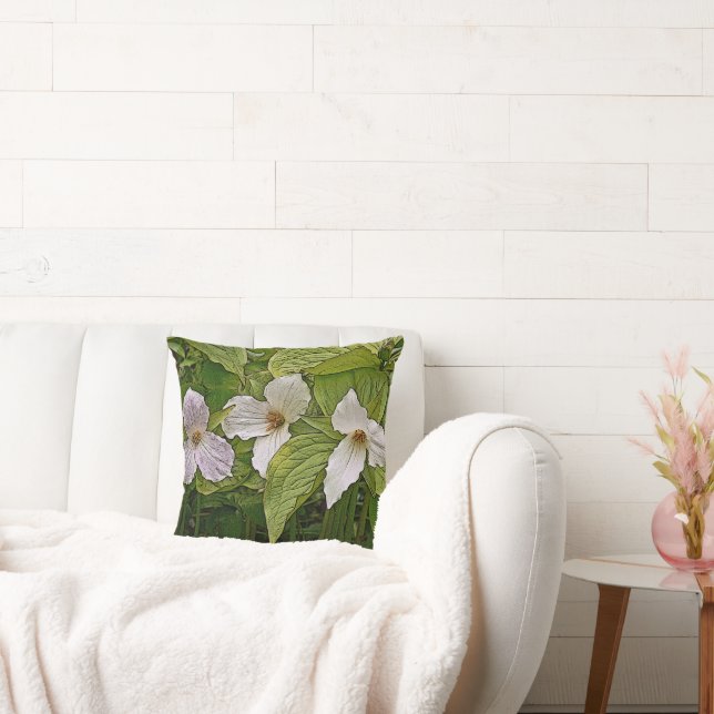 COUSSIN "TROIS TRILLIUM" DÉCORATIF JETER LE COULEUR (Canapé)