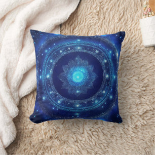 Coussin Troisième Œil Chakra Mandala Bleu