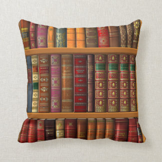 Coussin Trompe - l ' oeil "bibliothèque française".