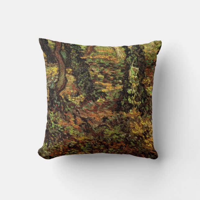 Coussin Troncs d'arbres avec Ivy par Vincent van Gogh (Recto)