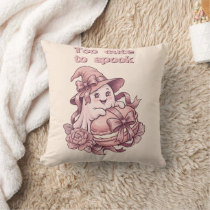 Coussin Trop mignon pour effrayer Coquette fantôme rose &