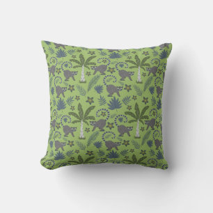Coussin Tropcal animals seamless pattern green and grey