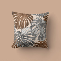 Tropical Beach Brown Grey Jungle Feuilles Boho