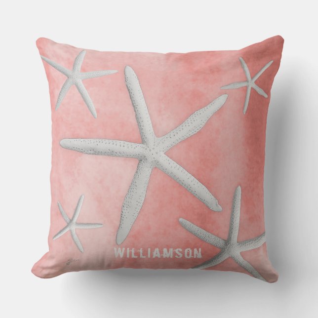 Coussin Tropical Beach Coastal Starfish Coral Modern (Recto)