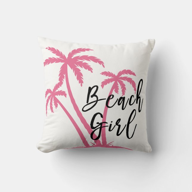 Coussin Tropical Beach Theme Girl Design (Recto)