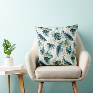 Coussin Tropical Blue Jungle Motif