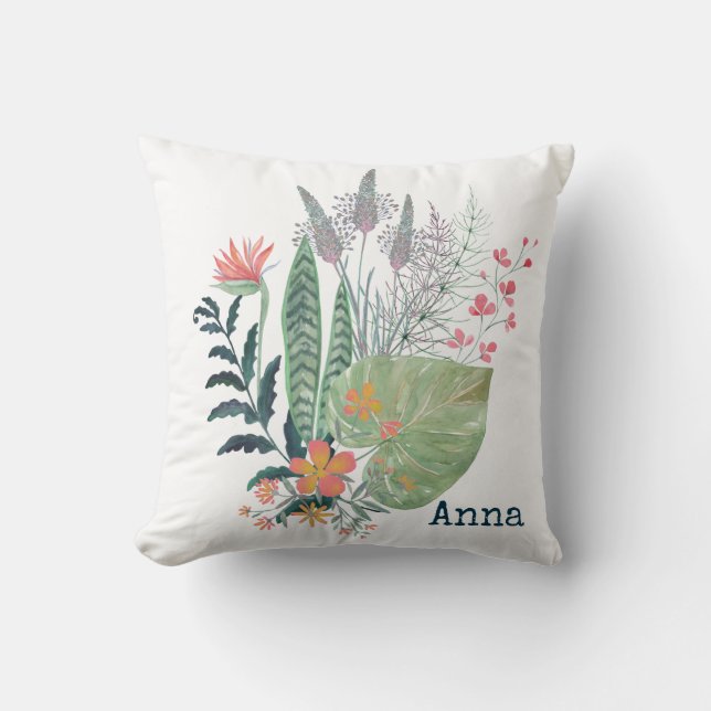 Coussin tropical Botanique floral personnalisé (Recto)