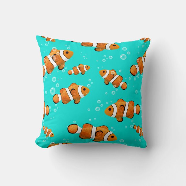 Coussin Tropical Clownfish & Bubbles Motif (Recto)
