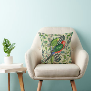Coussin tropical de carré d'oiseaux de perroquets