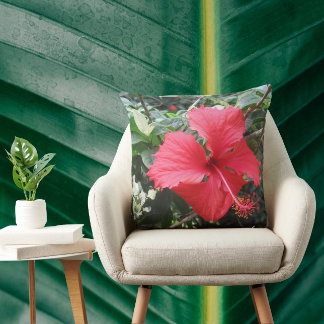 Coussin tropical de l'hibiscus rouge (Créateur téléchargé)