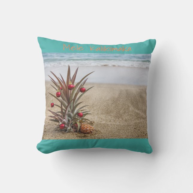 Coussin tropical de Noël d'ananas de plage (Recto)