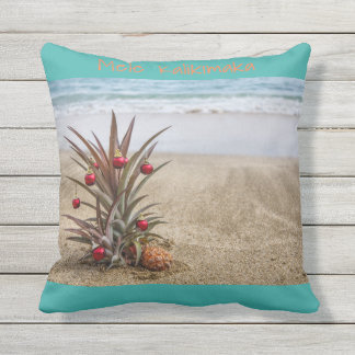 Coussin tropical de Noël d'ananas de plage