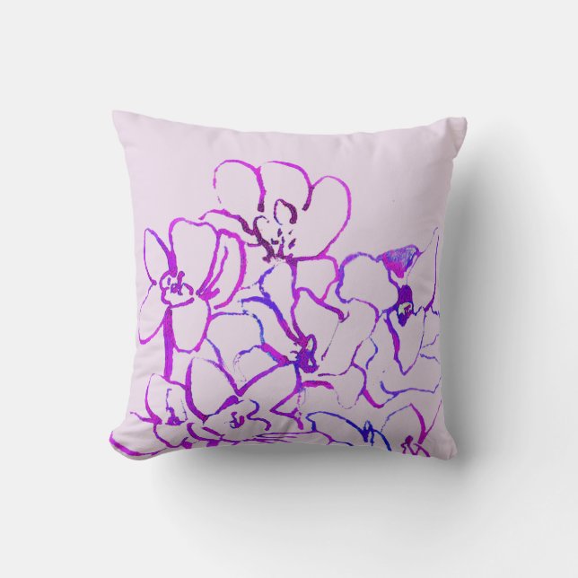 Coussin tropical d'orchidée d'île - pourpre (Recto)