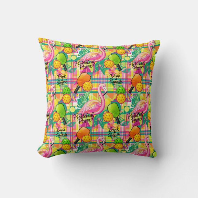 Coussin Tropical Flamingo Pickleball  (Recto)
