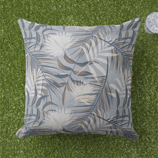 Coussin Tropical Gray Palms   (Herbe)
