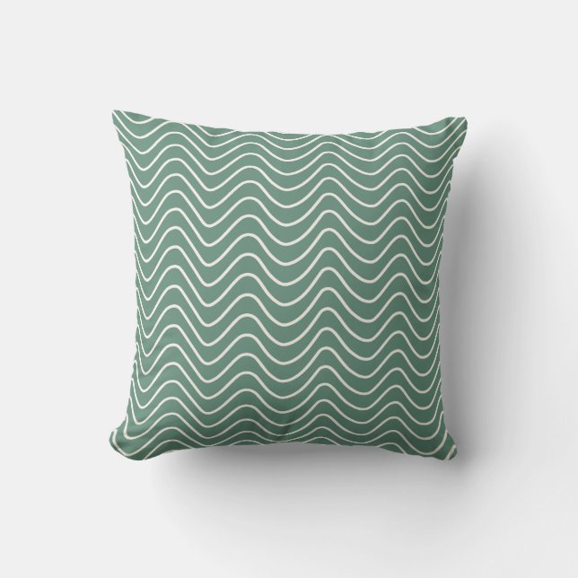 Coussin Tropical Green Chevron Motif Minimal Zigzag (Recto)
