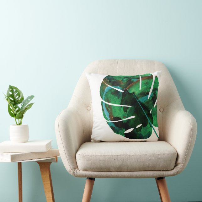 Coussin Tropical Green Island Feuilles Jeu d'oreiller (Chaise)