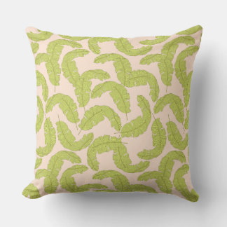 Coussin Tropical Green Leaf Cushion Soft Pink Arrière - pl