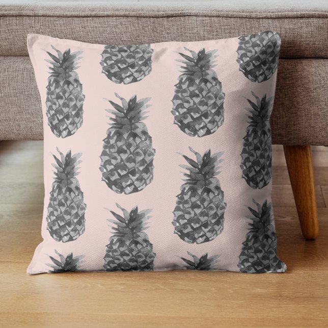 Coussin Tropical Grey & Pink Ananas Motif sans couture (Créateur téléchargé)