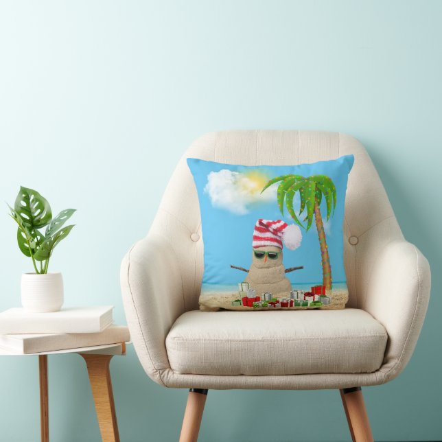 Coussin Tropical Happy Holidays Sand Man (Chaise)