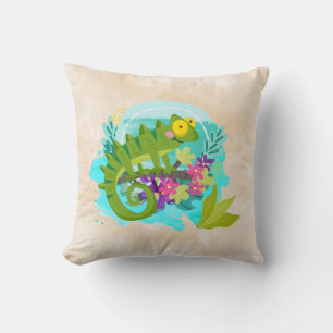 Coussin Tropical lizard with Flowers