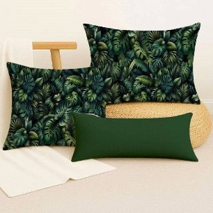 Coussin Tropical Monstera Botanique Vert Jungle Plaid