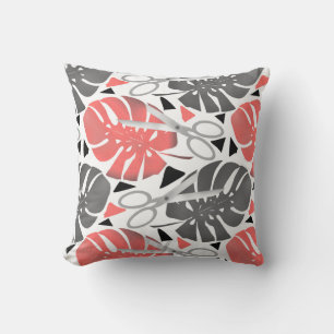 Coussin Tropical print monstera leaves scissors jungle exo