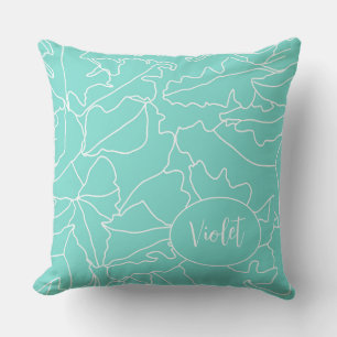 Coussin Tropical Seafoam Green pour les filles avec nom