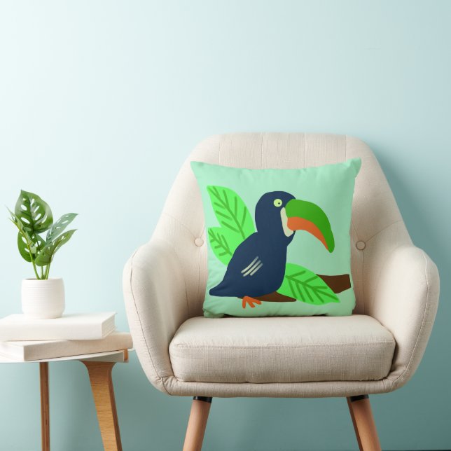 Coussin Tropical Toucan sur Branche (Chaise)