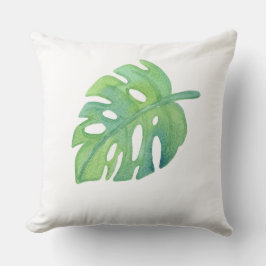 Coussin Tropical vert feuille verdure blanc chic moderne