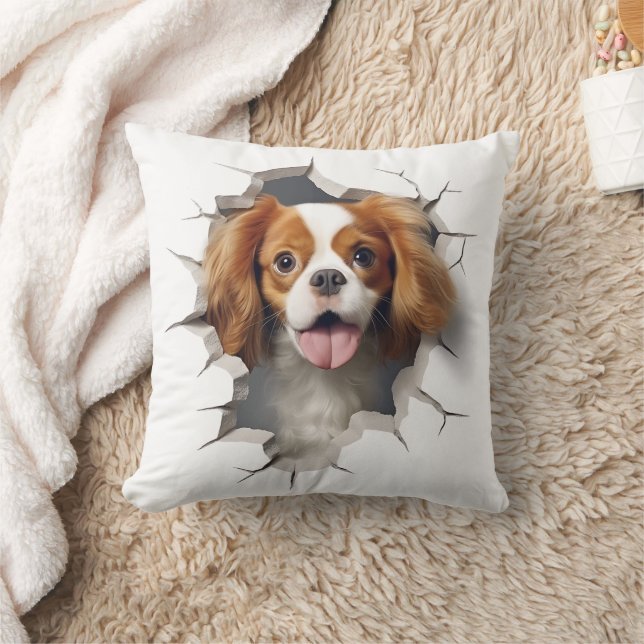 Coussin Trou craqué 3D Cavalier King Charles Spaniel (Couverture)