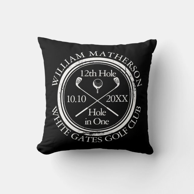 Coussin Trou de golf personnalisé en une seule photo noir  (Recto)