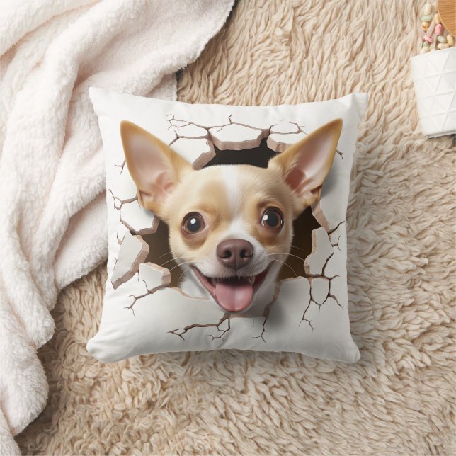 Coussin Trou fissuré 3D Chihuahua (Couverture)