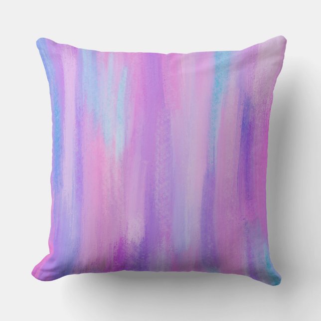 Coussin Trucs de peinture rose, violet et turquoise Abstra (Recto)