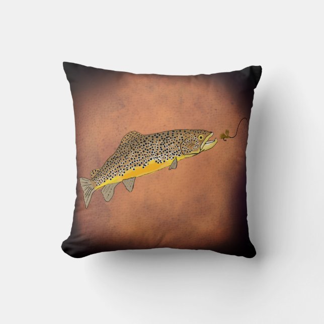 Coussin Truite Brown du ruisseau Fly Fishing (Recto)