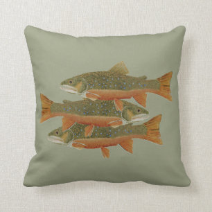 Coussin Truite de ruisseau 3 les deux côtés
