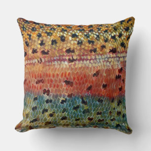 Coussin Truite de ruisseau de pêche 20 x 20