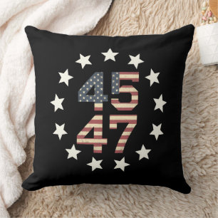 Coussin Trump 45 47 Étoiles Vintage USA American Drapeau