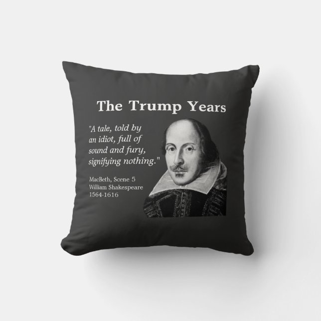 Coussin Trump Years, Shakespeare, gris foncé (Recto)