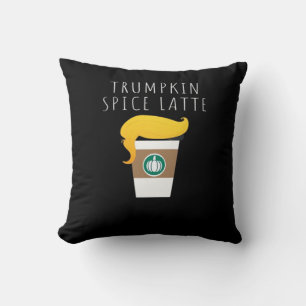 Coussin Trumpkin Spice Latte drôle Donald Joke Citrouille