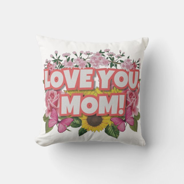Coussin Tu aimes maman avec des tournesols (Recto)