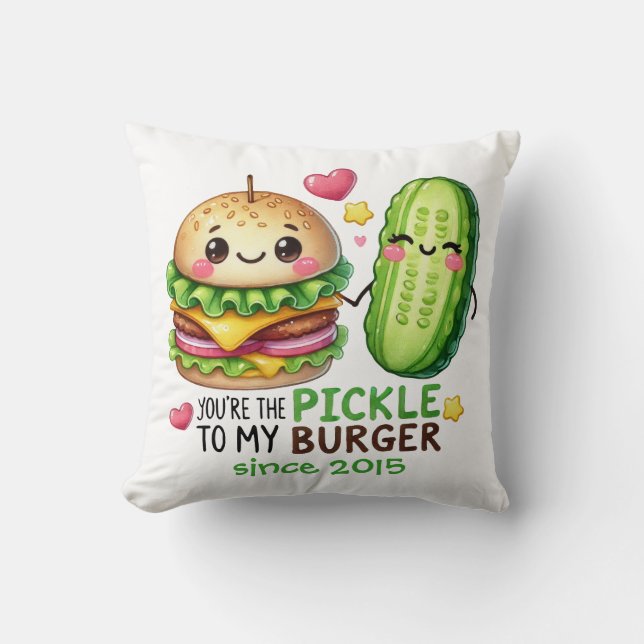 Coussin Tu es le cornichon de mon burger - date de personn (Recto)