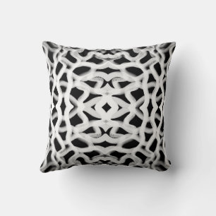 Coussin Tubulure blanche sur fond noir