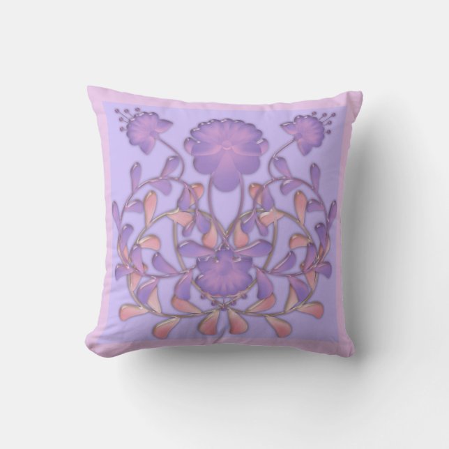 Coussin Tuile de verre 3D fleurs violet liquide gzhel (Recto)